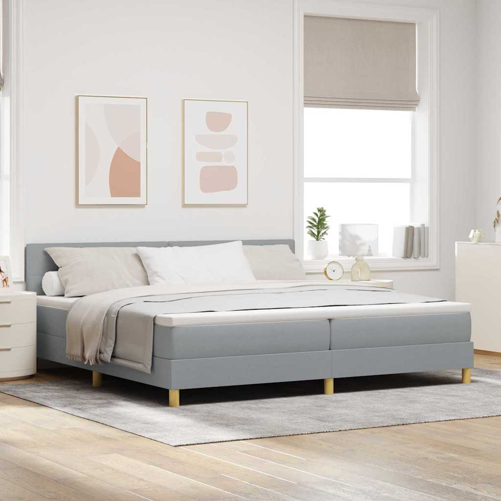 vidaXL Κρεβάτι με ελατήρια Ανοιχτό γκρι 200 x 200 cm ύφασμα