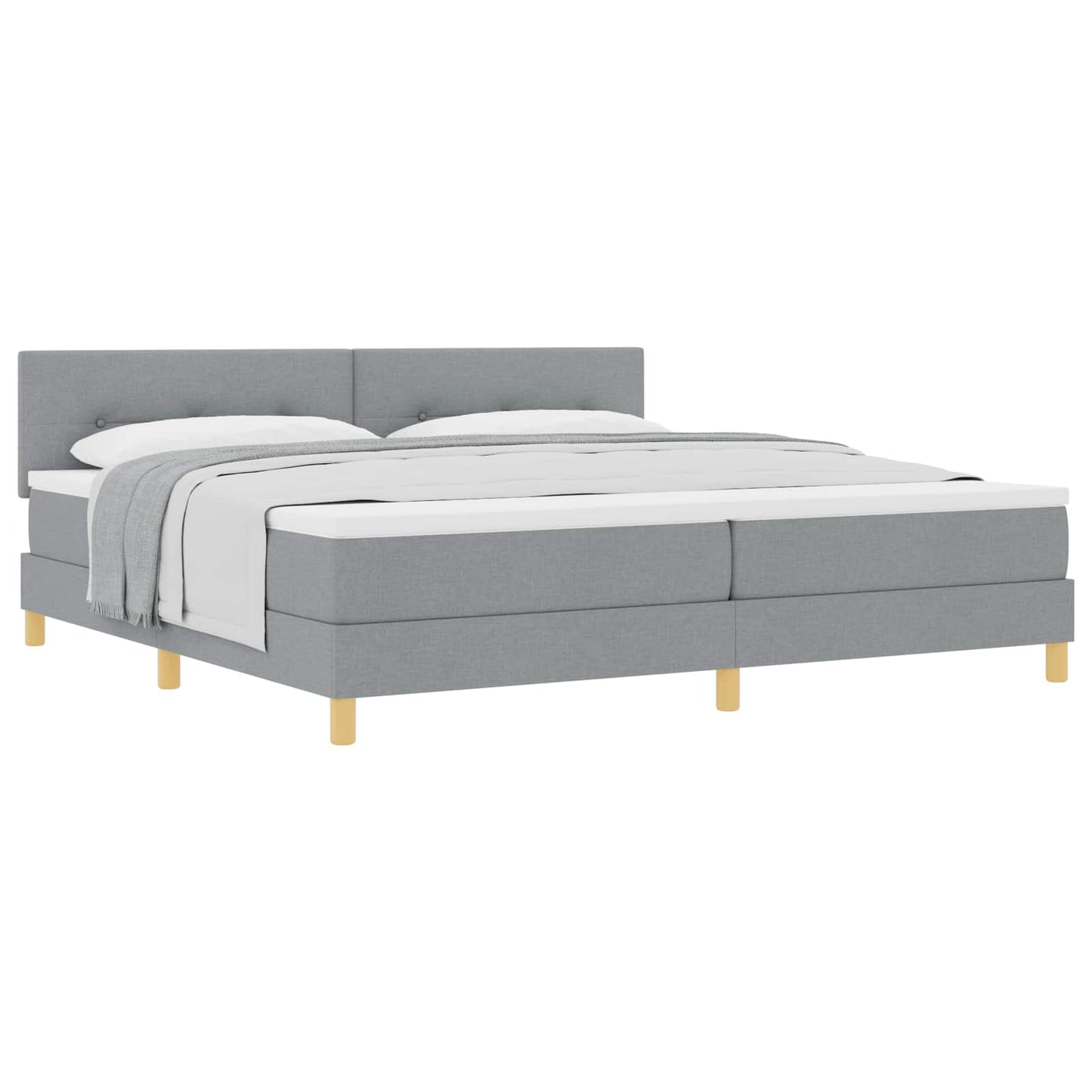 vidaXL Κρεβάτι με ελατήρια Ανοιχτό γκρι 200 x 200 cm ύφασμα