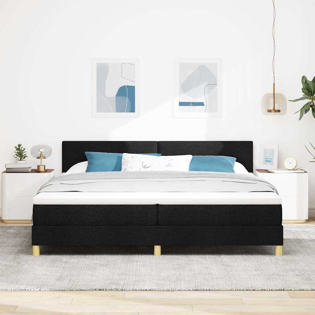 vidaXL Κρεβάτι με ελατήρια με μαξιλάρι Μαύρο 200 x 200 cm ύφασμα