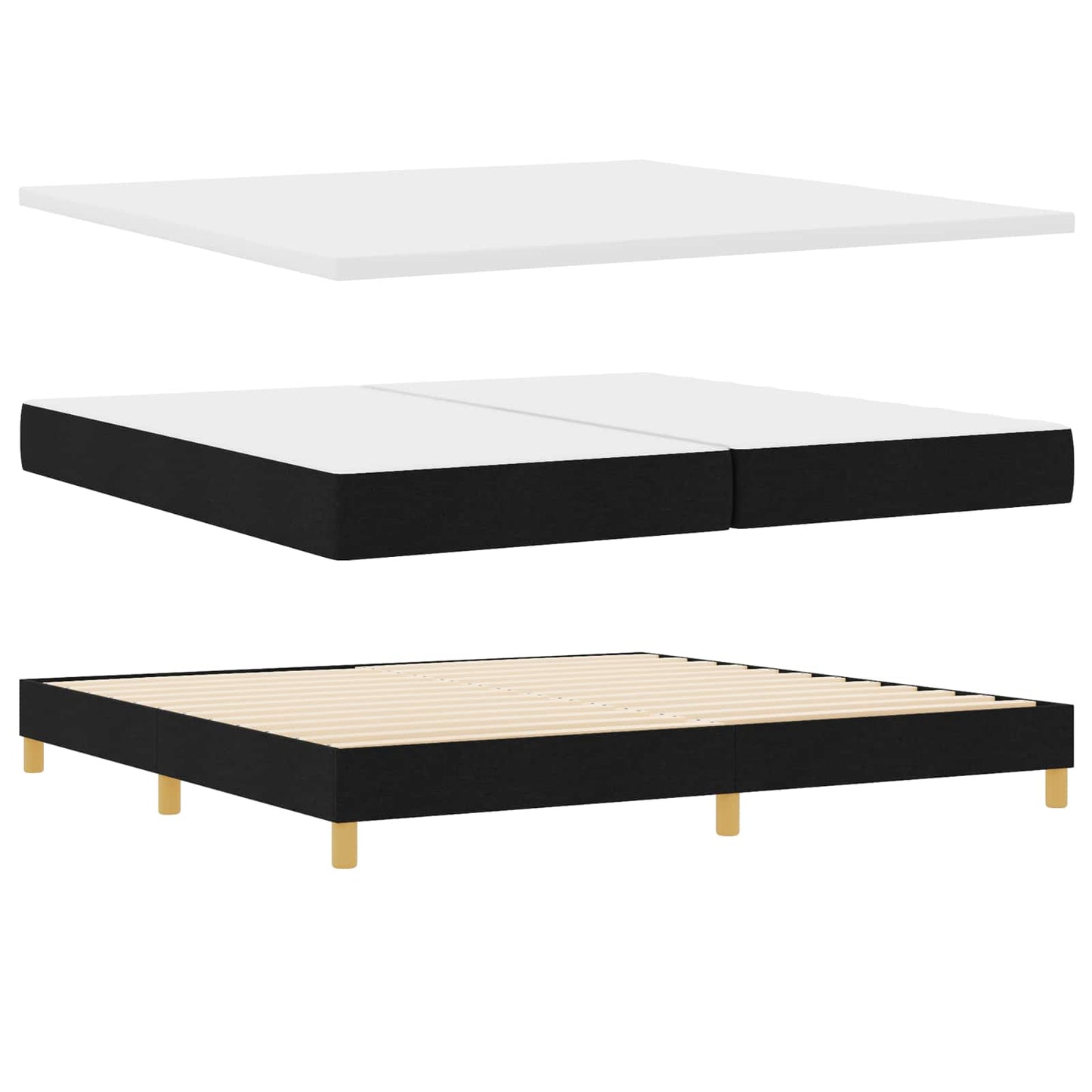 vidaXL Κρεβάτι με ελατήρια με μαξιλάρι Μαύρο 200 x 200 cm ύφασμα