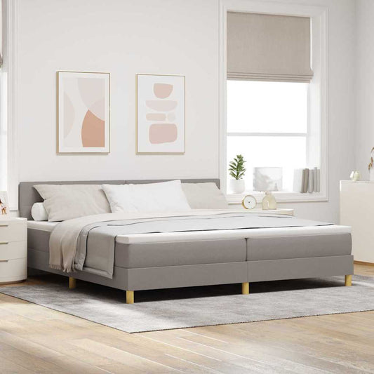 vidaXL Κρεβάτι με ελατήρια με μαξιλάρι Taupe 200 x 200 cm ύφασμα