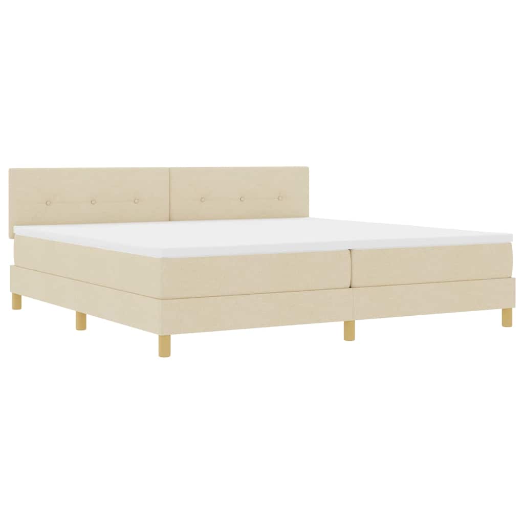 vidaXL Κρεβάτι με ελατήρια με μαξιλάρι Κρεμ 200 x 200 cm ύφασμα