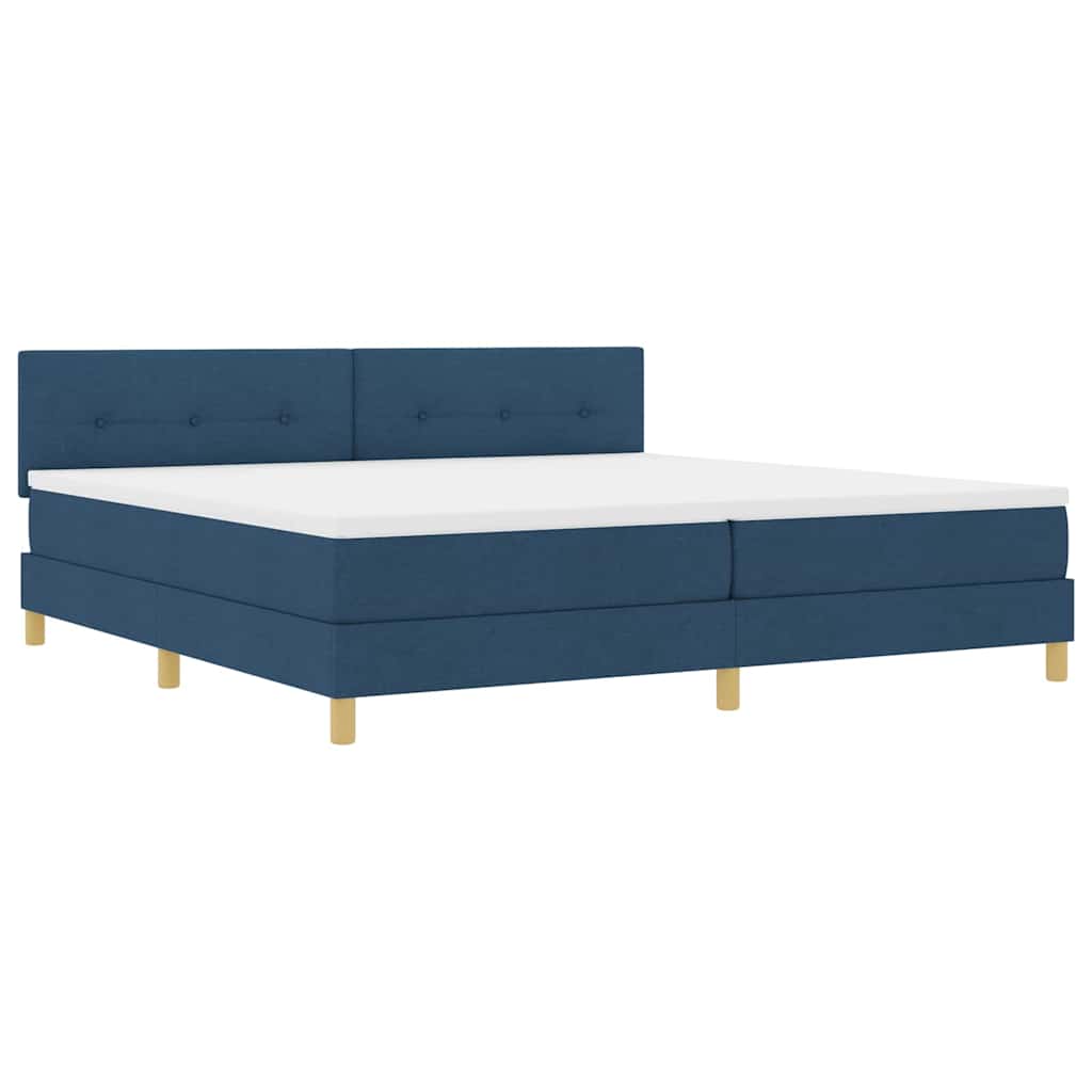 vidaXL Κρεβάτι με ελατήρια με μαξιλάρι Μπλε 200 x 200 cm ύφασμα