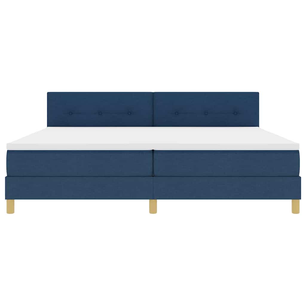 vidaXL Κρεβάτι με ελατήρια με μαξιλάρι Μπλε 200 x 200 cm ύφασμα
