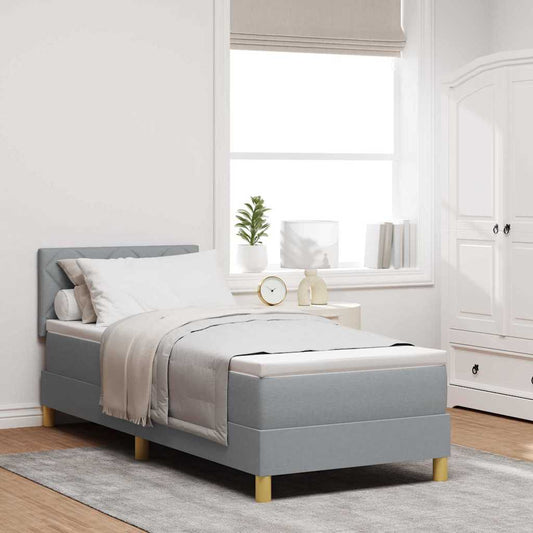 vidaXL Κρεβάτι box spring με στρώμα Ανοιχτό γκρι 80 x 200 cm ύφασμα