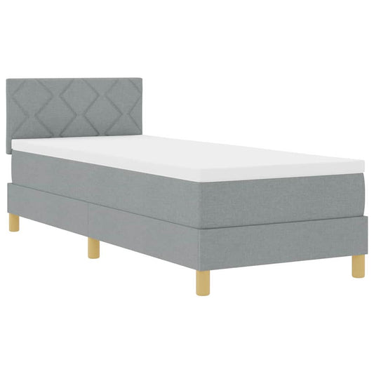 vidaXL Κρεβάτι box spring με στρώμα Ανοιχτό γκρι 80 x 200 cm ύφασμα