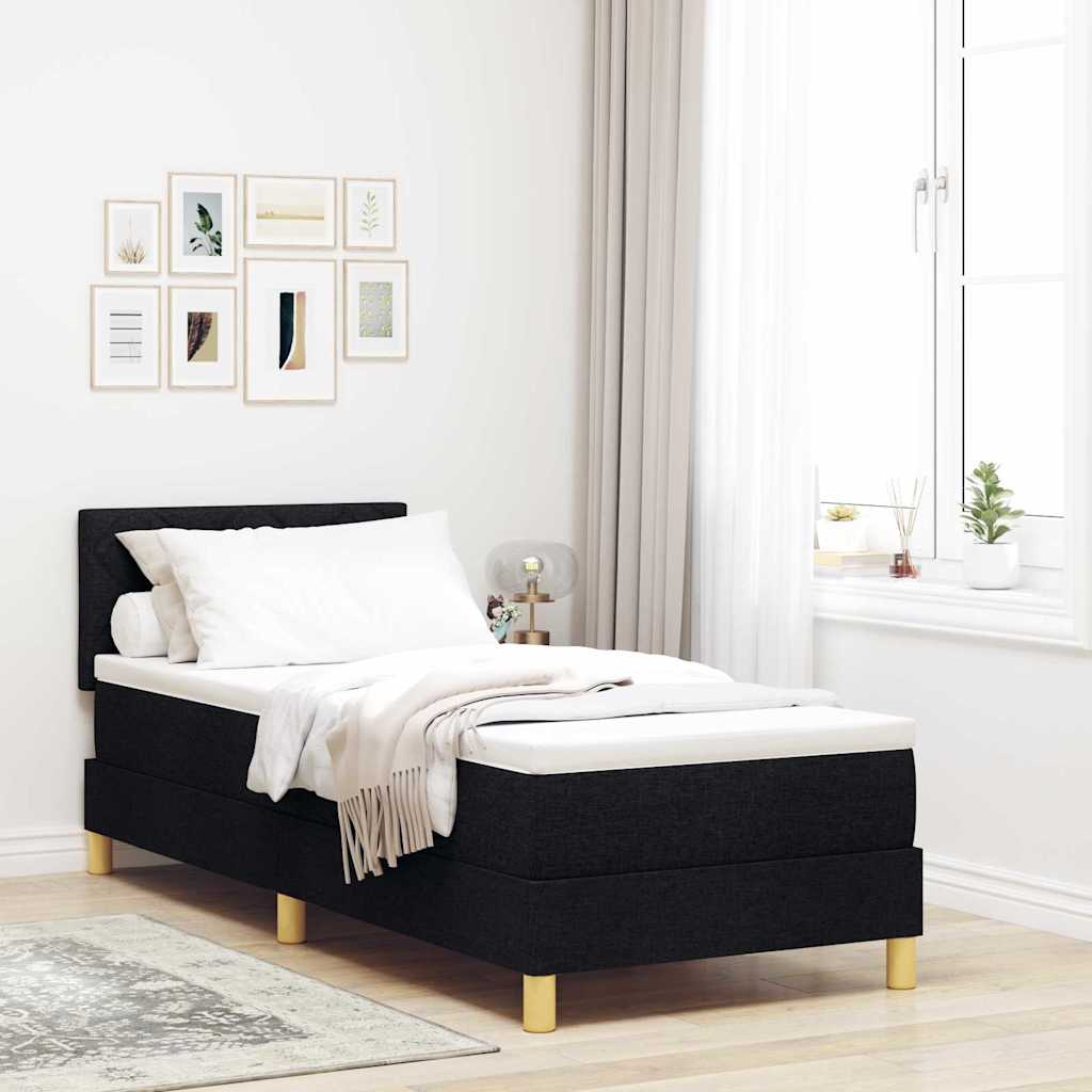 vidaXL Κρεβάτι με ελατήρια με μαξιλάρι Μαύρο 80 x 200 cm ύφασμα