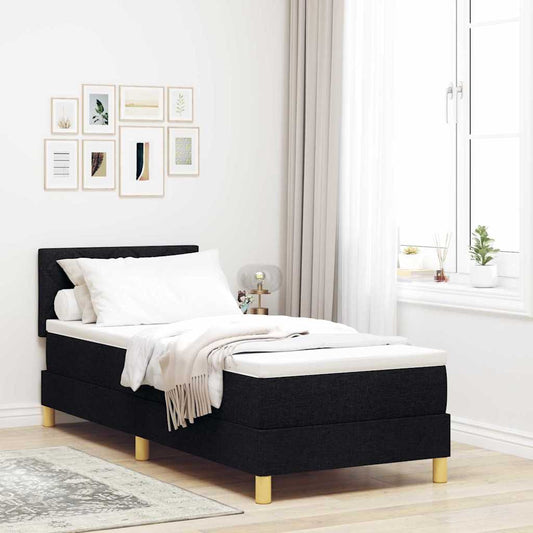 vidaXL Κρεβάτι με ελατήρια με μαξιλάρι Μαύρο 80 x 200 cm ύφασμα