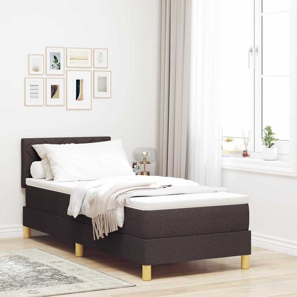 vidaXL Κρεβάτι box spring με στρώμα με στρώμα Σκούρο καφέ Σκούρο καφέ