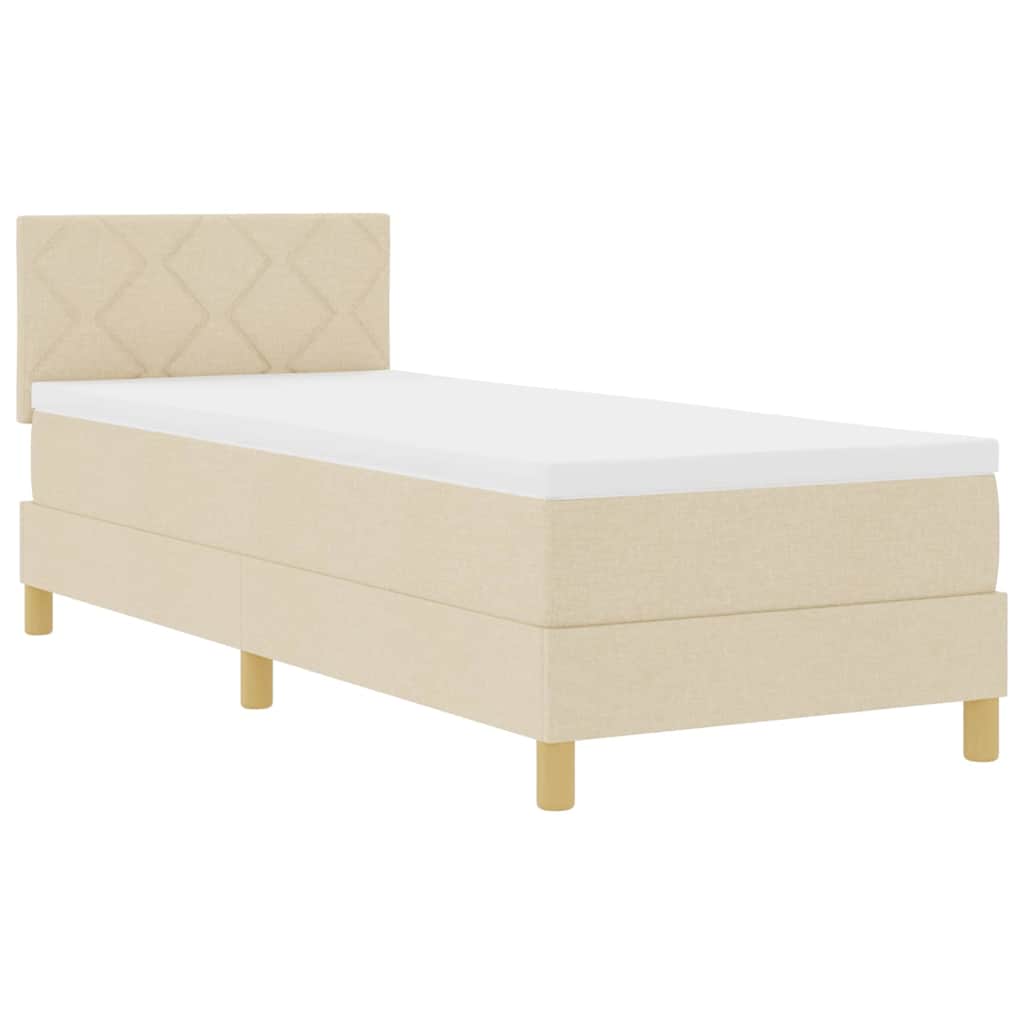 vidaXL Κρεβάτι box spring με στρώμα με στρώμα Κρεμ 80 x 200 cm ύφασμα