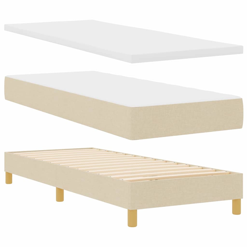 vidaXL Κρεβάτι box spring με στρώμα με στρώμα Κρεμ 80 x 200 cm ύφασμα