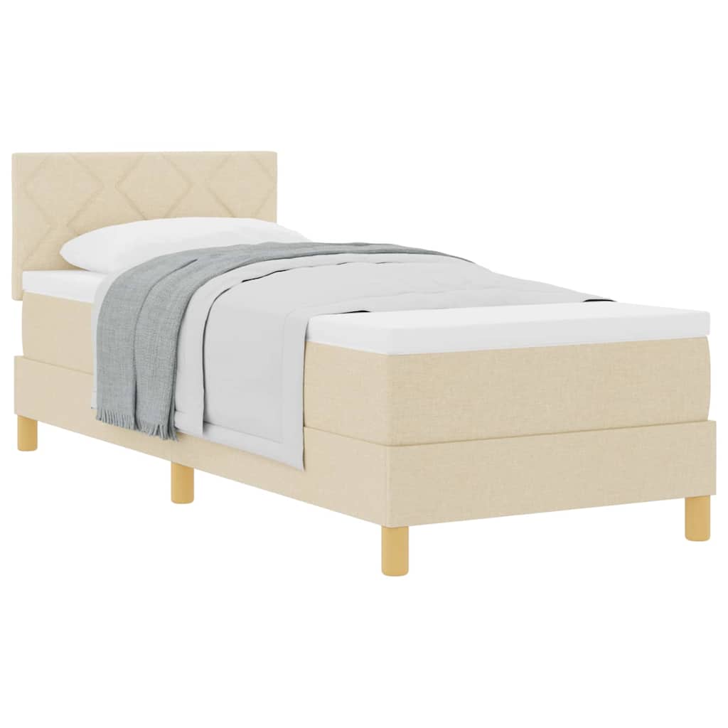 vidaXL Κρεβάτι box spring με στρώμα με στρώμα Κρεμ 80 x 200 cm ύφασμα