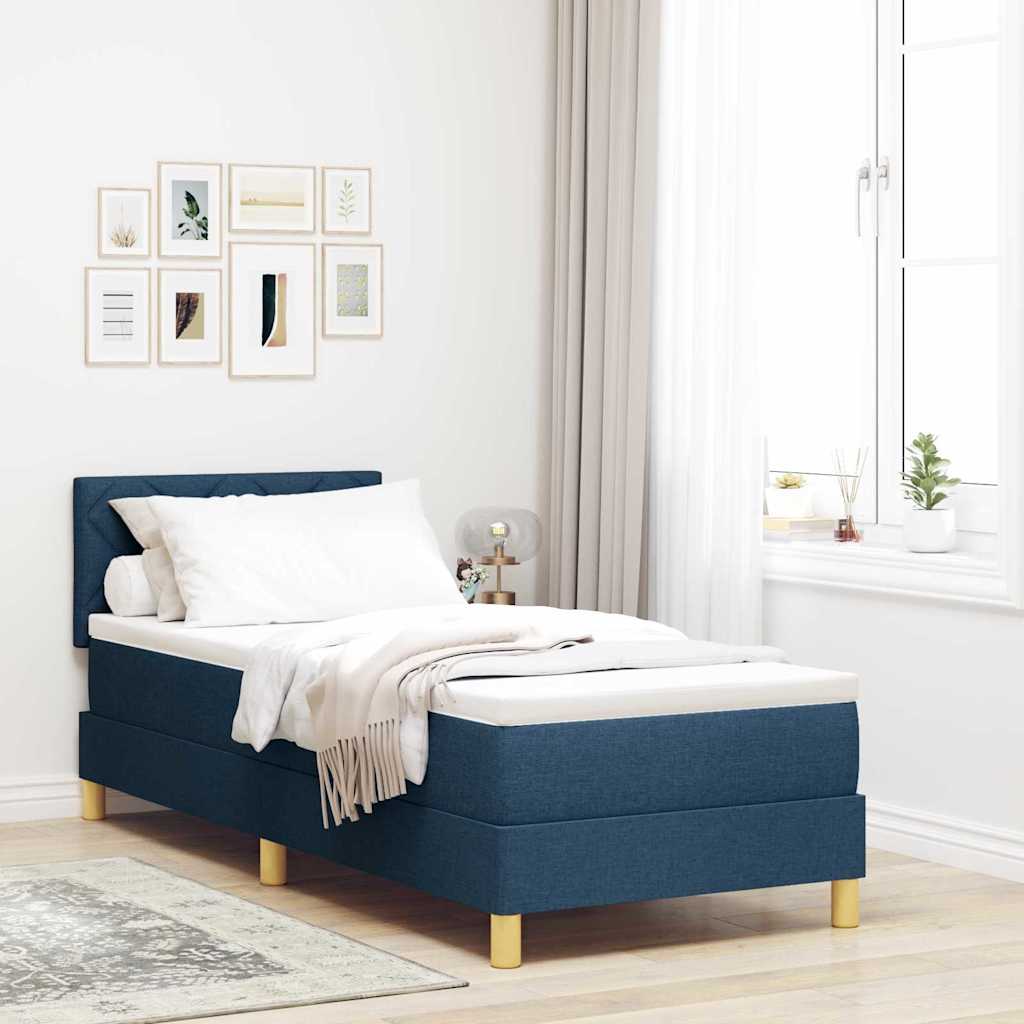 vidaXL Κρεβάτι box spring με στρώμα με στρώμα Μπλε 80 x 200 cm ύφασμα