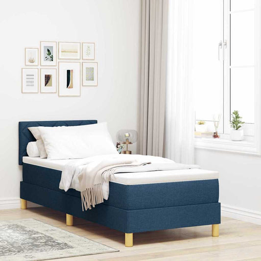 vidaXL Κρεβάτι box spring με στρώμα με στρώμα Μπλε 80 x 200 cm ύφασμα