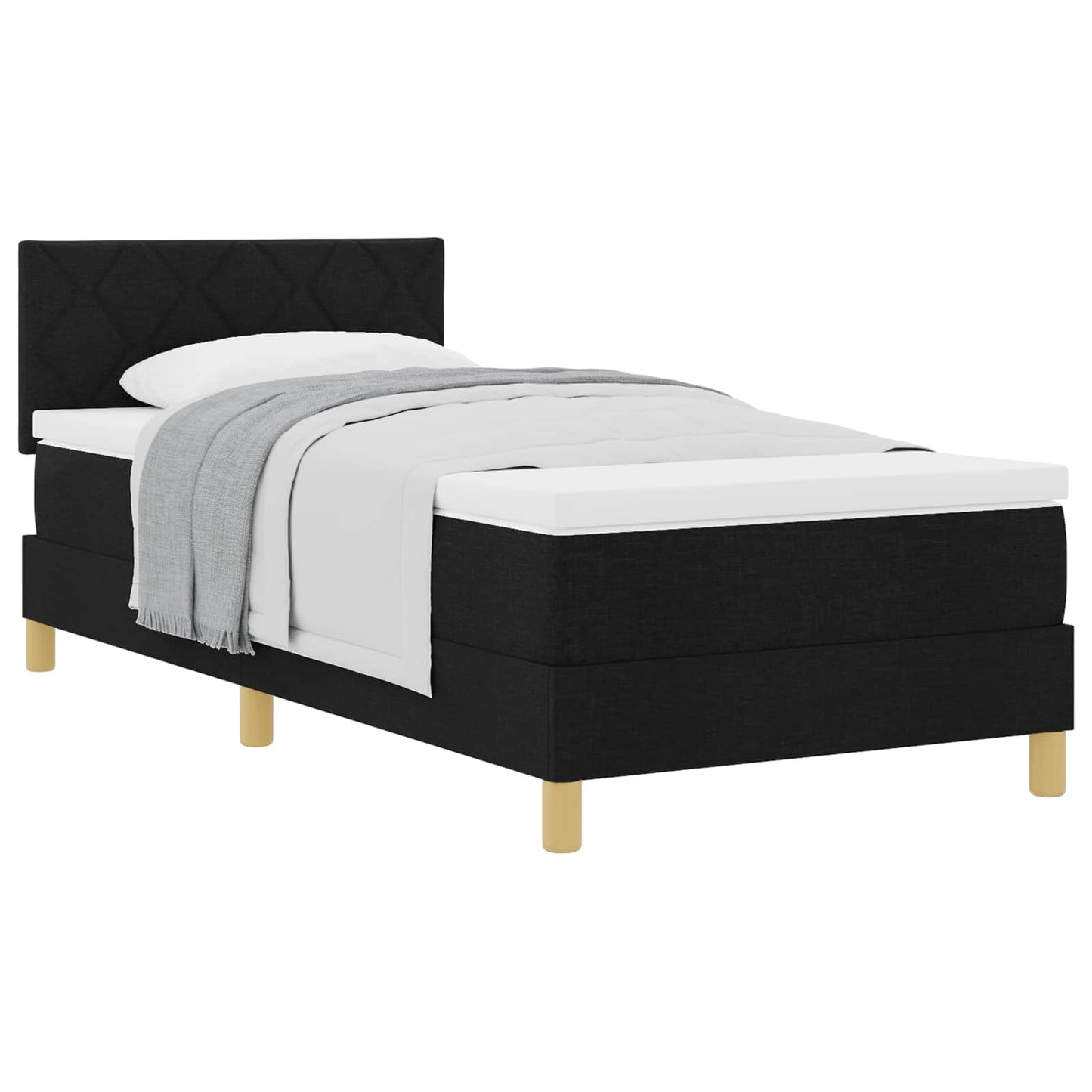 vidaXL Κρεβάτι με ελατήρια με μαξιλάρι Μαύρο 90 x 190 cm ύφασμα