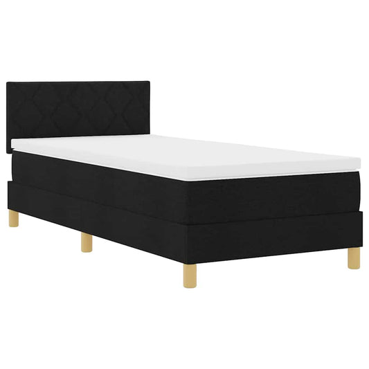 vidaXL Κρεβάτι box spring με στρώμα με στρώμα Μαύρο 90 x 190 cm ύφασμα
