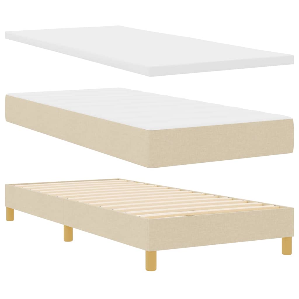 vidaXL Κρεβάτι box spring με στρώμα με στρώμα Κρεμ 90 x 190 cm ύφασμα