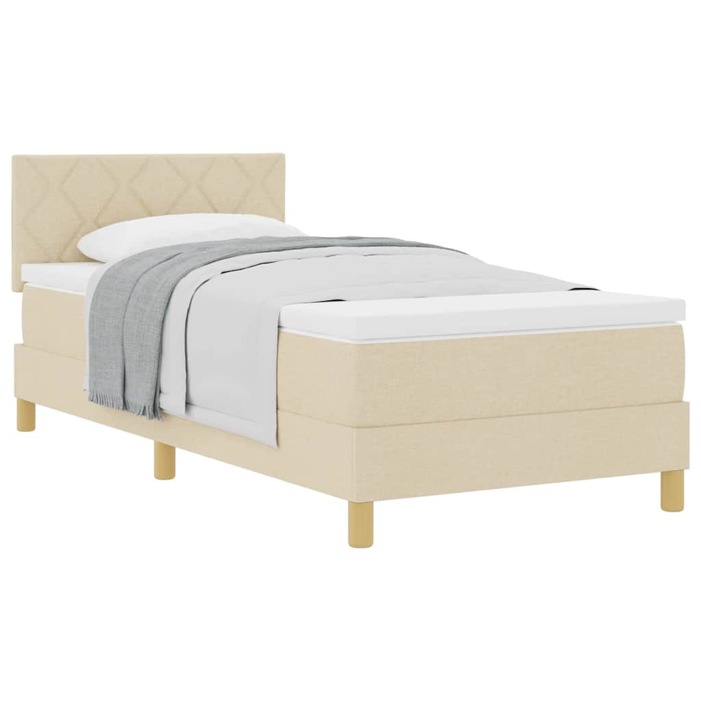 vidaXL Κρεβάτι box spring με στρώμα με στρώμα Κρεμ 90 x 190 cm ύφασμα