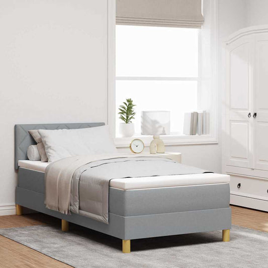 vidaXL Κρεβάτι box spring με στρώμα Ανοιχτό γκρι 90 x 200 cm ύφασμα