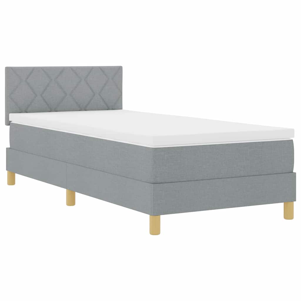 vidaXL Κρεβάτι box spring με στρώμα Ανοιχτό γκρι 90 x 200 cm ύφασμα