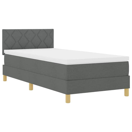 vidaXL Κρεβάτι box spring με στρώμα Σκούρο Γκρι 90 x 200 cm ύφασμα