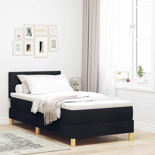 vidaXL Κρεβάτι box spring με στρώμα με στρώμα Μαύρο 90 x 200 cm ύφασμα