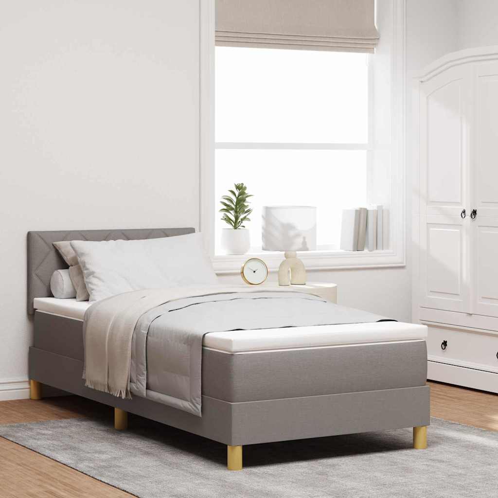 vidaXL Κρεβάτι με ελατήρια με μαξιλάρι Taupe 90 x 200 cm ύφασμα