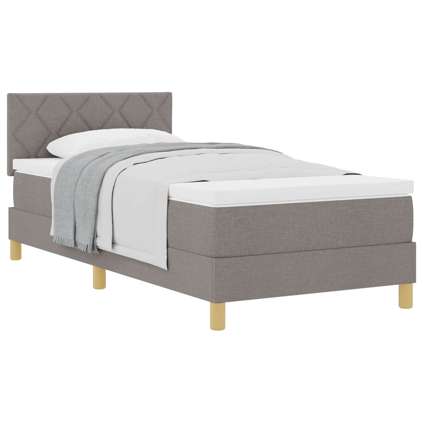 vidaXL Κρεβάτι με ελατήρια με μαξιλάρι Taupe 90 x 200 cm ύφασμα