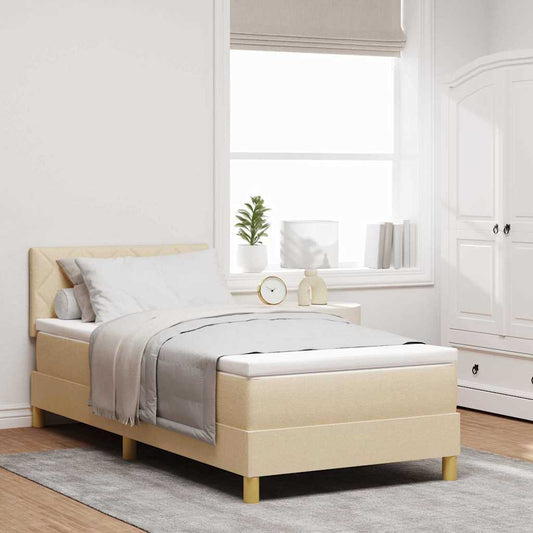 vidaXL Κρεβάτι με ελατήρια με μαξιλάρι Κρεμ 90 x 200 cm ύφασμα