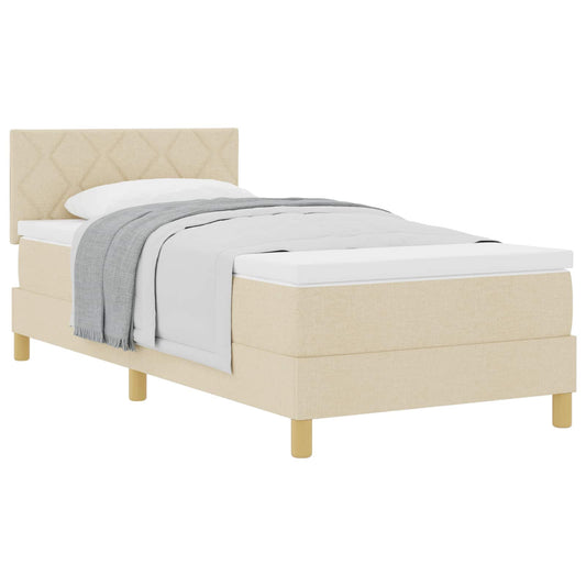 vidaXL Κρεβάτι με ελατήρια με μαξιλάρι Κρεμ 90 x 200 cm ύφασμα