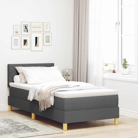 vidaXL Κρεβάτι box spring με στρώμα Σκούρο γκρι 100 x 200 cm ύφασμα