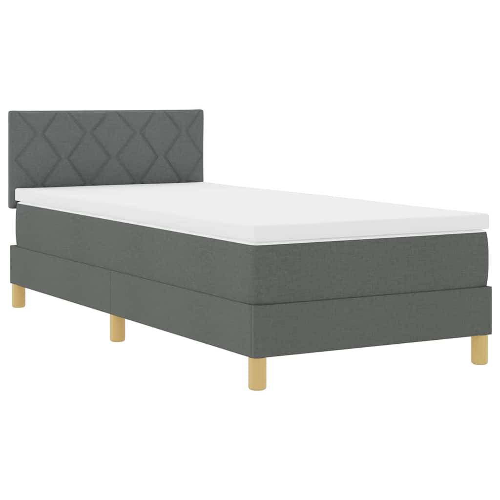 vidaXL Κρεβάτι box spring με στρώμα Σκούρο γκρι 100 x 200 cm ύφασμα