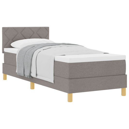 vidaXL Κρεβάτι με ελατήρια με μαξιλάρι Taupe 100 x 200 cm ύφασμα
