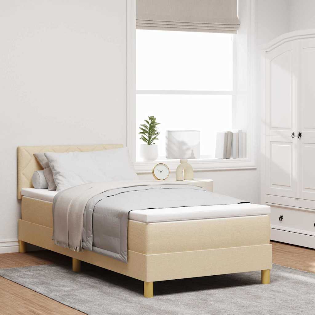 vidaXL Κρεβάτι με ελατήρια με μαξιλάρι Κρεμ 100 x 200 cm ύφασμα