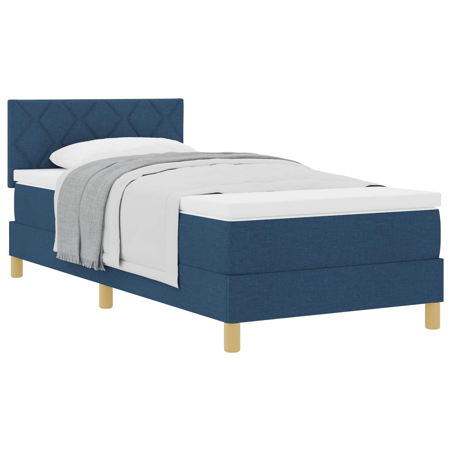 vidaXL Κρεβάτι με ελατήρια με μαξιλάρι Μπλε 100 x 200 cm ύφασμα