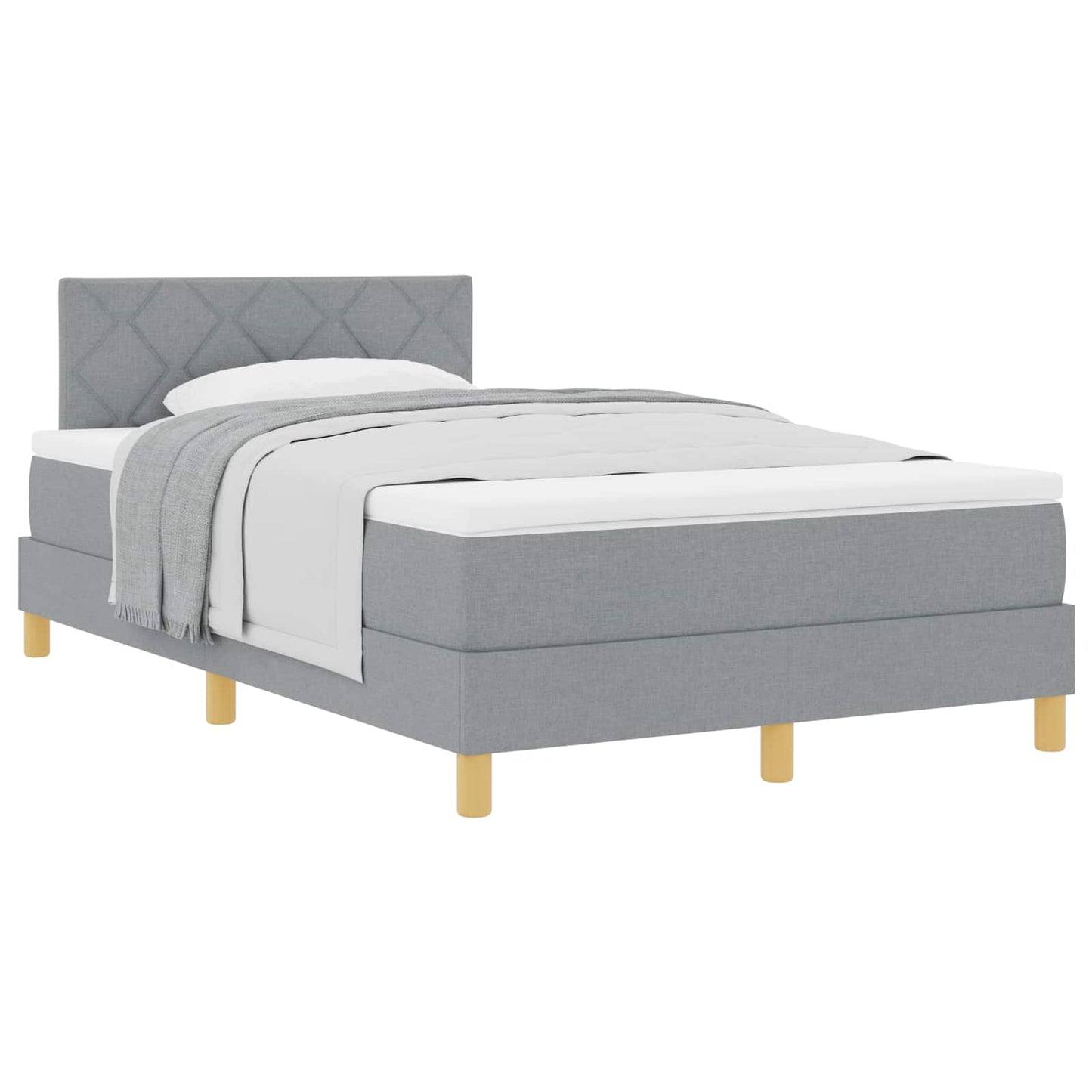vidaXL Κρεβάτι με ελατήρια Ανοιχτό γκρι 120 x 190 cm ύφασμα