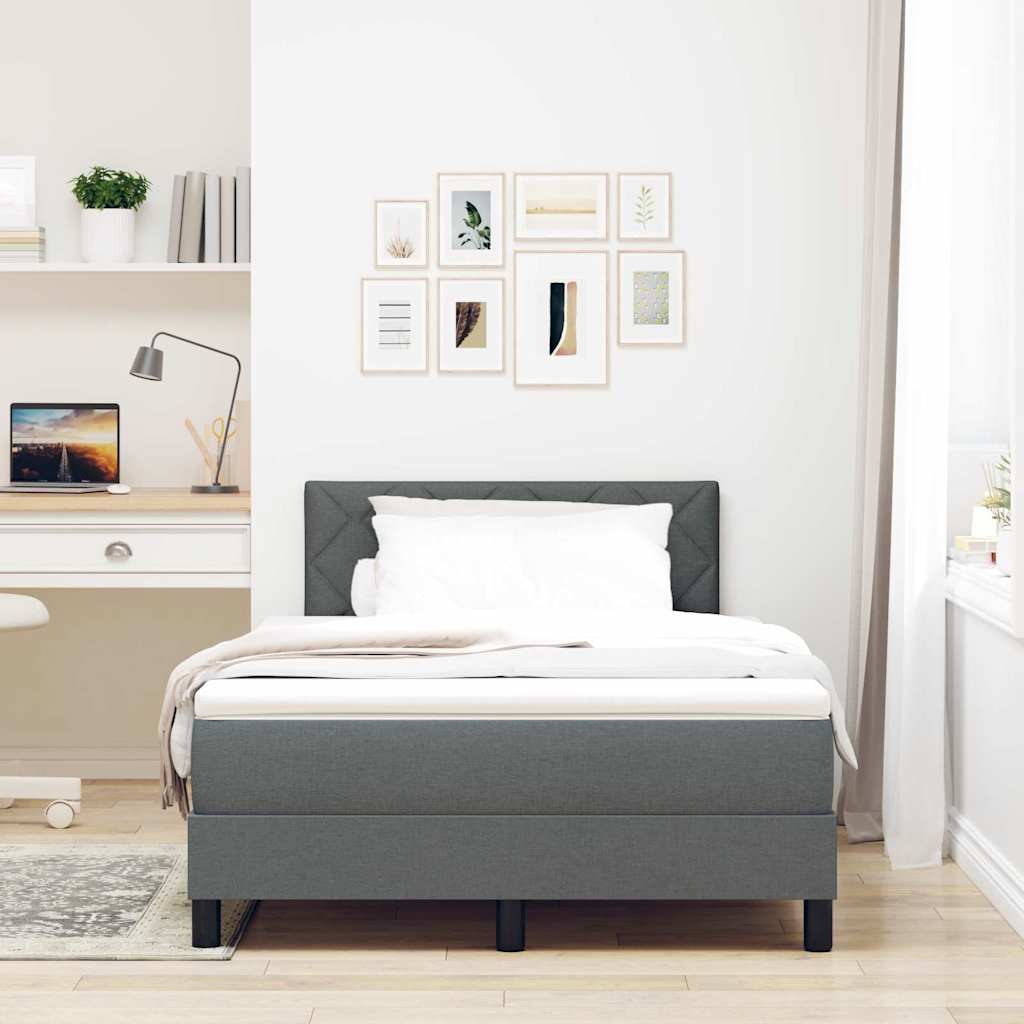 vidaXL Κρεβάτι box spring με στρώμα Σκούρο γκρι 120 x 200 cm ύφασμα