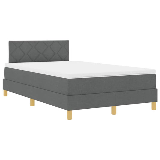 vidaXL Κρεβάτι box spring με στρώμα Σκούρο γκρι 120 x 200 cm ύφασμα