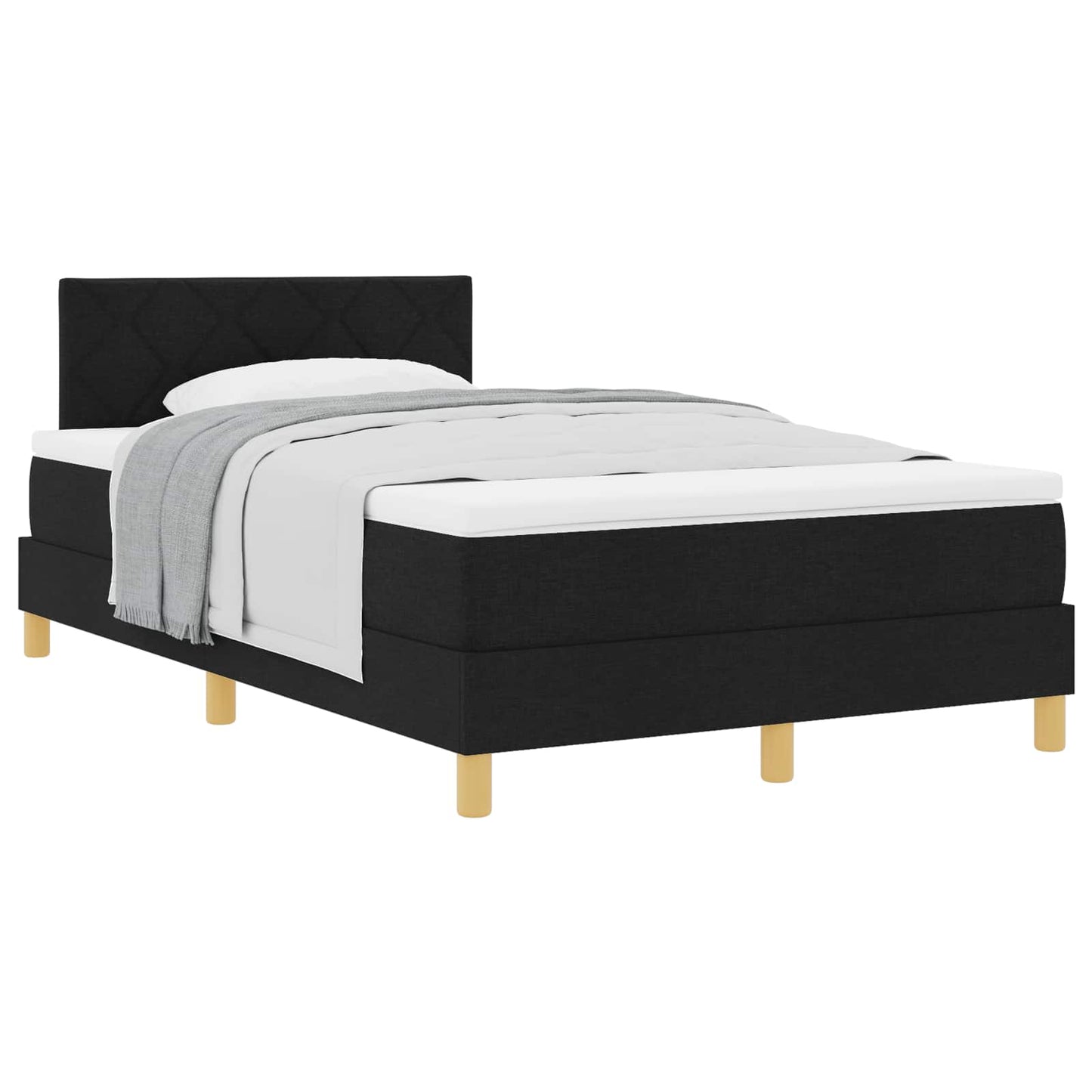 vidaXL Κρεβάτι με ελατήρια με μαξιλάρι Μαύρο 120 x 200 cm ύφασμα
