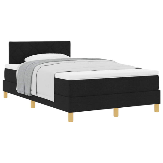 vidaXL Κρεβάτι με ελατήρια με μαξιλάρι Μαύρο 120 x 200 cm ύφασμα