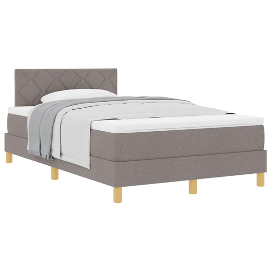 vidaXL Κρεβάτι με ελατήρια με μαξιλάρι Taupe 120 x 200 cm ύφασμα