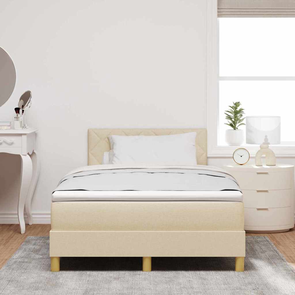 vidaXL Κρεβάτι με ελατήρια με μαξιλάρι Κρεμ 120 x 200 cm ύφασμα