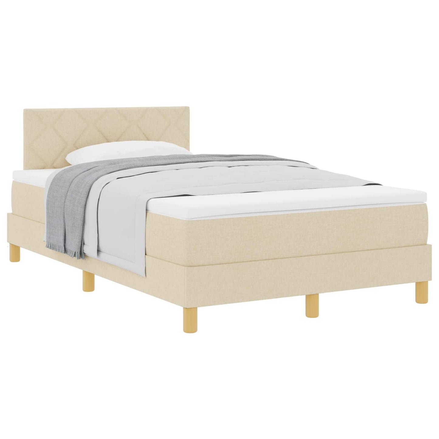 vidaXL Κρεβάτι με ελατήρια με μαξιλάρι Κρεμ 120 x 200 cm ύφασμα