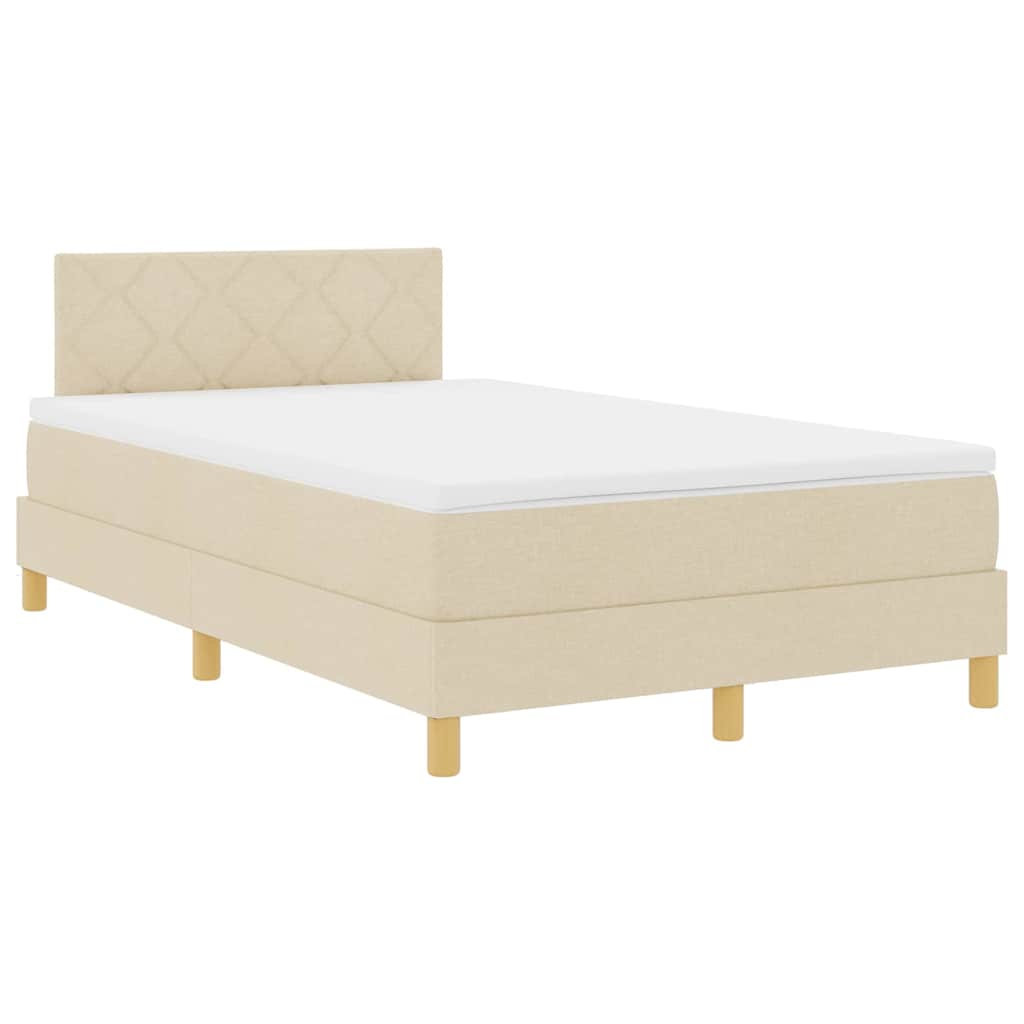 vidaXL Κρεβάτι με ελατήρια με μαξιλάρι Κρεμ 120 x 200 cm ύφασμα