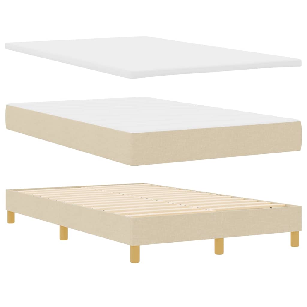 vidaXL Κρεβάτι με ελατήρια με μαξιλάρι Κρεμ 120 x 200 cm ύφασμα