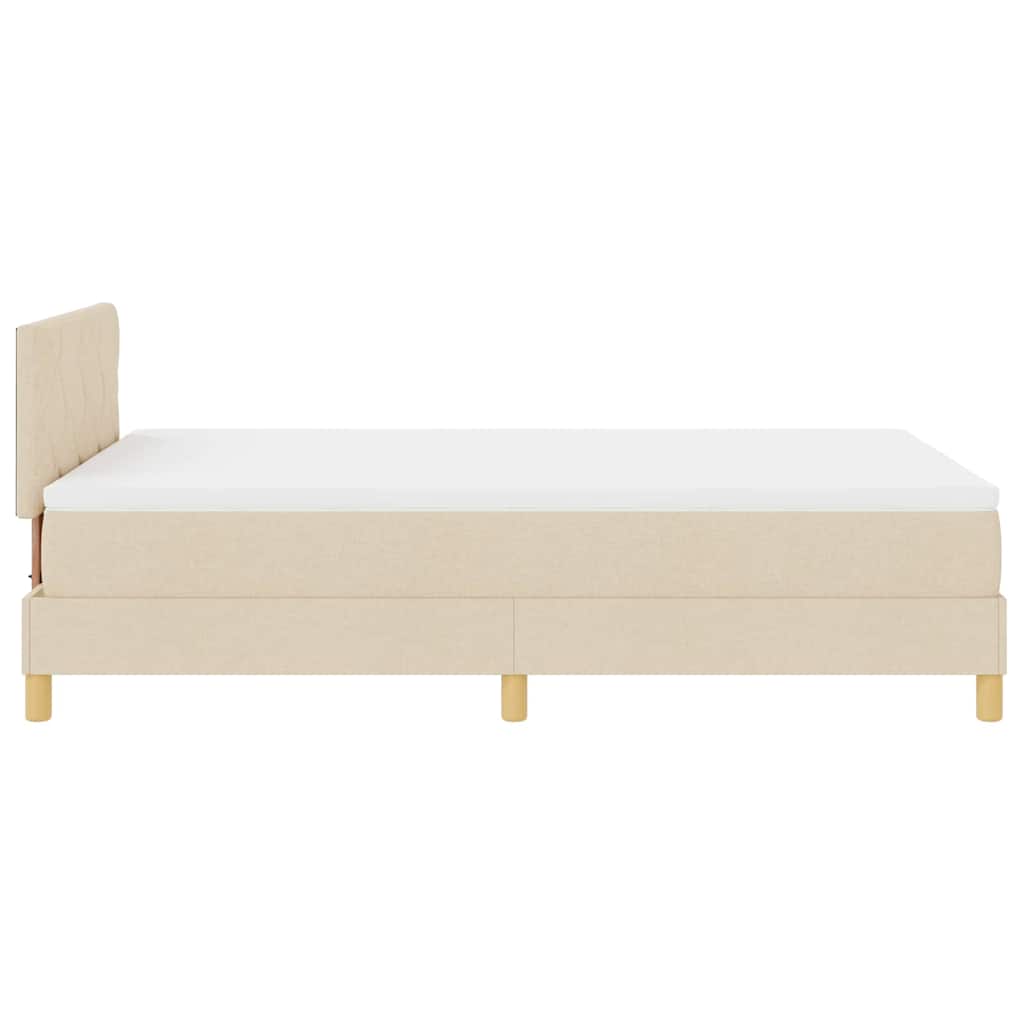 vidaXL Κρεβάτι με ελατήρια με μαξιλάρι Κρεμ 120 x 200 cm ύφασμα