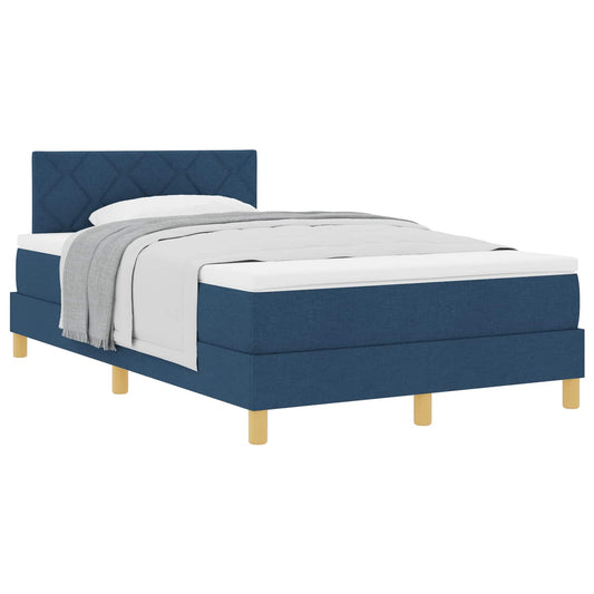 vidaXL Κρεβάτι με ελατήρια με μαξιλάρι Μπλε 120 x 200 cm ύφασμα