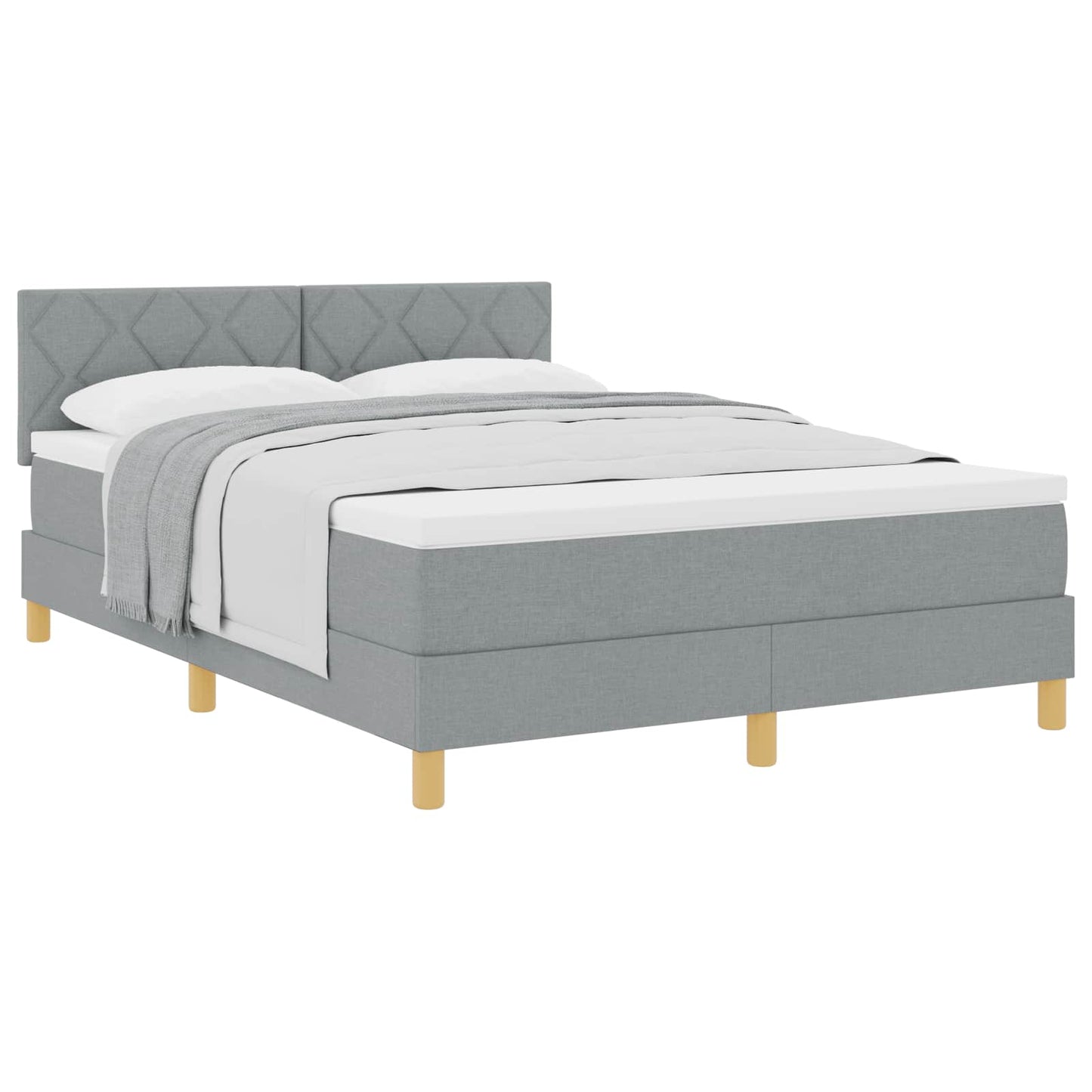 vidaXL Κρεβάτι με ελατήρια Ανοιχτό γκρι 140 x 190 cm ύφασμα