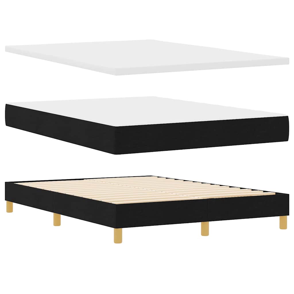vidaXL Κρεβάτι με ελατήρια με μαξιλάρι Μαύρο 140 x 190 cm ύφασμα