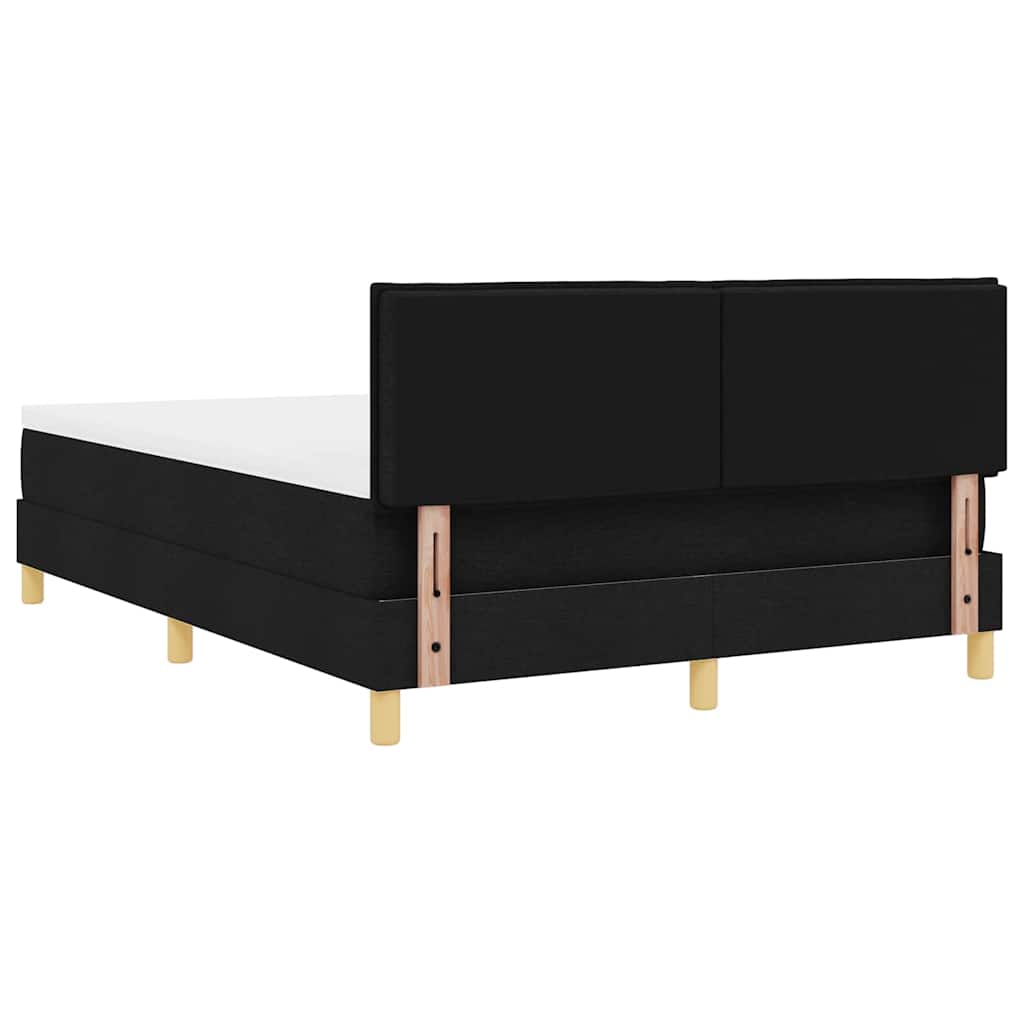 vidaXL Κρεβάτι με ελατήρια με μαξιλάρι Μαύρο 140 x 190 cm ύφασμα